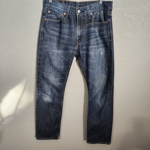 Levis 513 Slim Straight Fit Blue Denim Jeans W32 L32 Mens Casual Wear - Picture 1 of 16